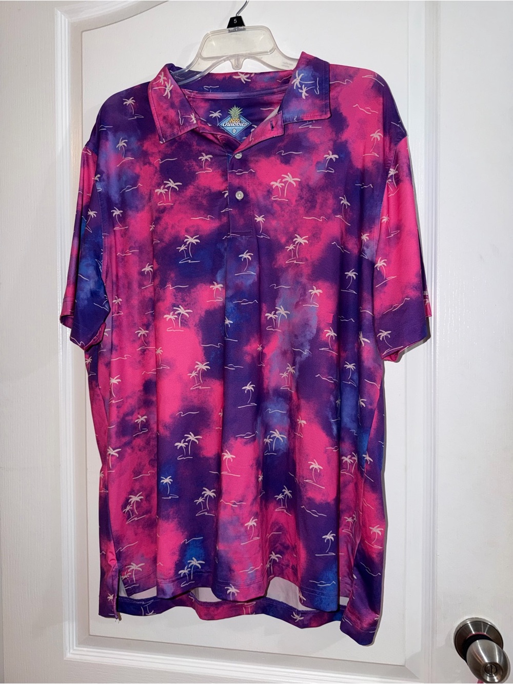 chubbies Pink & Purple Palm-Print Polo